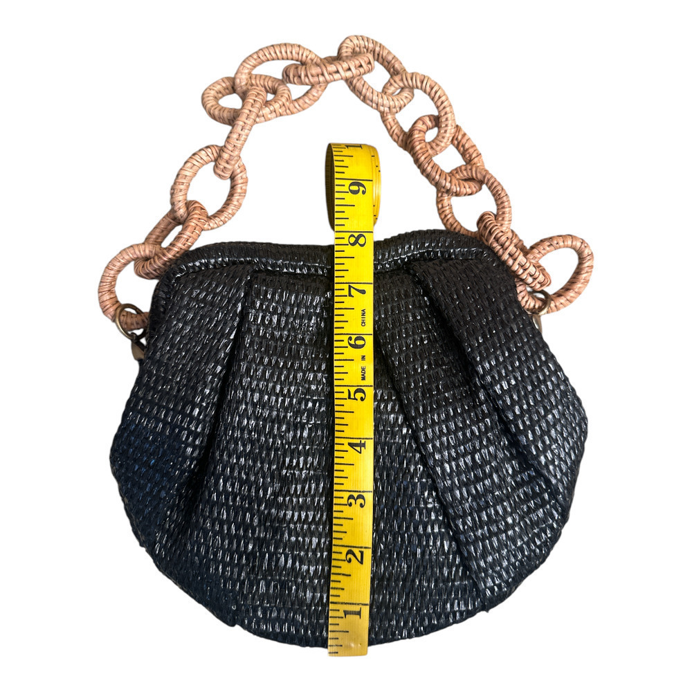 Antik Kraft Black Staw Link Shoulder Detachable Strap Shoulder Bag - Picture 4 of 6